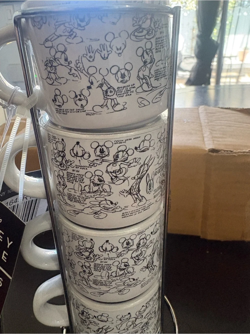 Disney White and Black Mickey Mouse Comic Strip Stackable Espresso Mug set